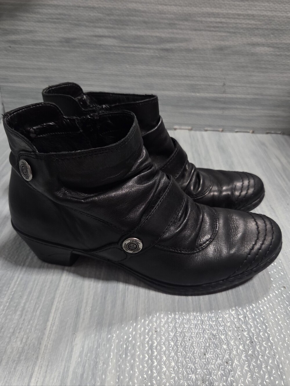Rieker Lynn Black Ankle Booties MOTO Size EU 39